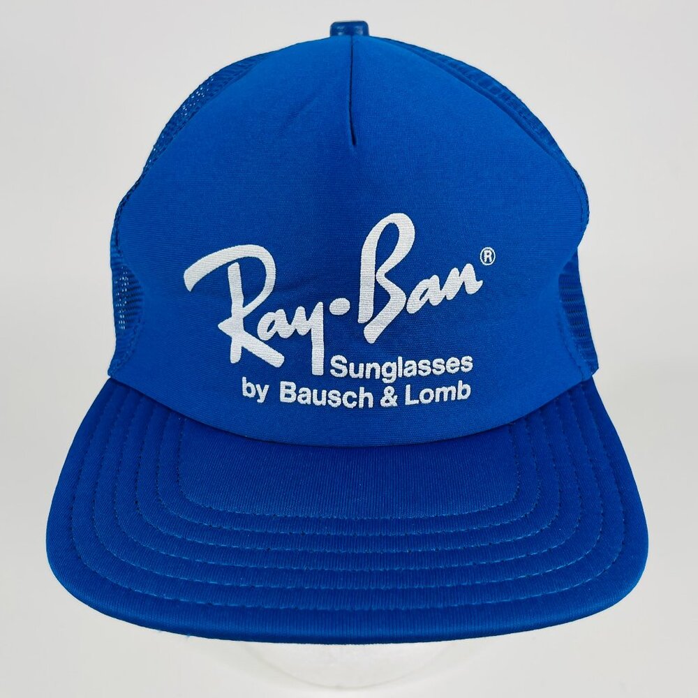 Ray-Ban Sunglasses By Bausch & Lomb Retro Blue Mesh Trucker Hat Cap Made in USA